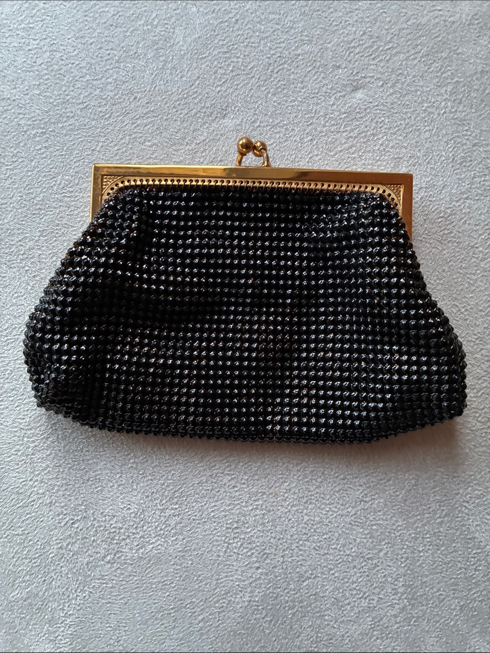 Whiting & Davis Vintage Black Tiny Purse Coin Purse Black and Gold
